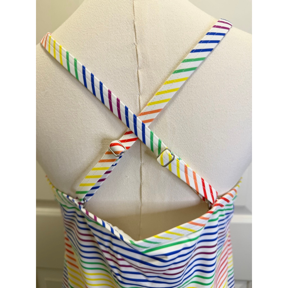 🌈 Women’s Rainbow Stripe Tie-Front Tankini Top – NWT - Lands’ End - Size 12🌈 - Picture 6 of 9
